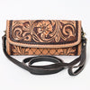 ADBGA358 American Darling Floral Tooled Leather Whipstitched Barrel Crossbody