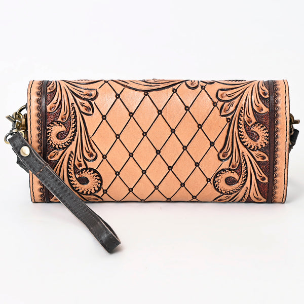 ADBGA358 American Darling Floral Tooled Leather Whipstitched Barrel Crossbody
