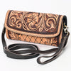 ADBGA358 American Darling Floral Tooled Leather Whipstitched Barrel Crossbody