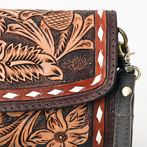 ADBGA359 American Darling Hand Tooled Floral Carved Genuine Leather Small Cross body Bag
