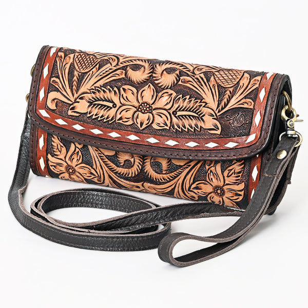ADBGA359 American Darling Hand Tooled Floral Carved Genuine Leather Small Cross body Bag