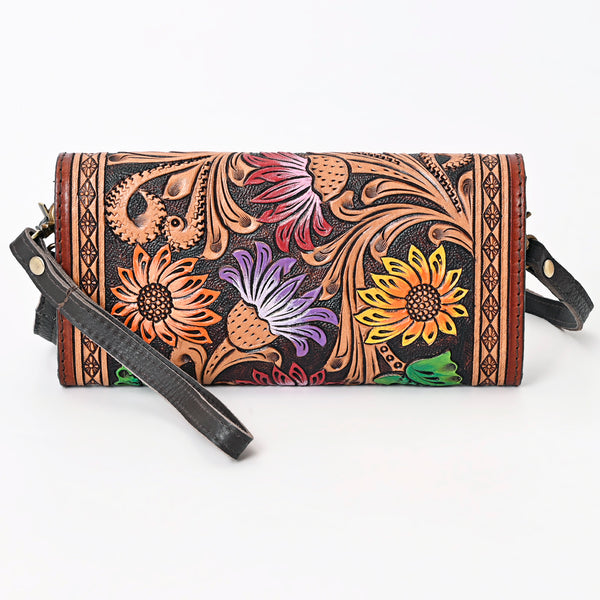 ADBGA360 American Darling Sunflower Painted Tooled Leather Barrel Crossbody Bag