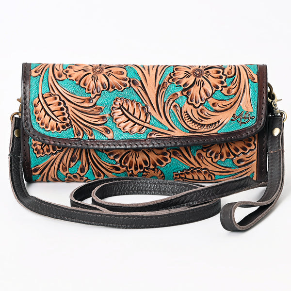 ADBGA361 American Darling Floral Tooled Leather Western Barrel Crossbody Purse