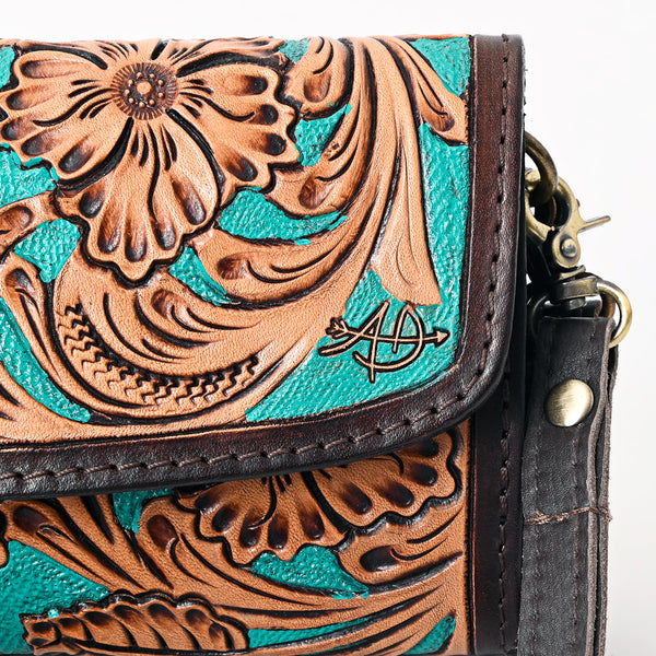 ADBGA361 American Darling Floral Tooled Leather Western Barrel Crossbody Purse