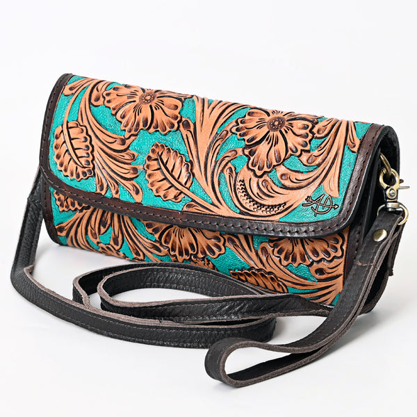 ADBGA361 American Darling Floral Tooled Leather Western Barrel Crossbody Purse
