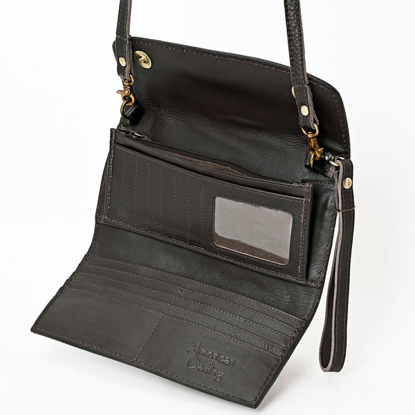 ADBGA362 American Darling Hand Tooled Floral Carved Genuine Leather Small Cross body Bag