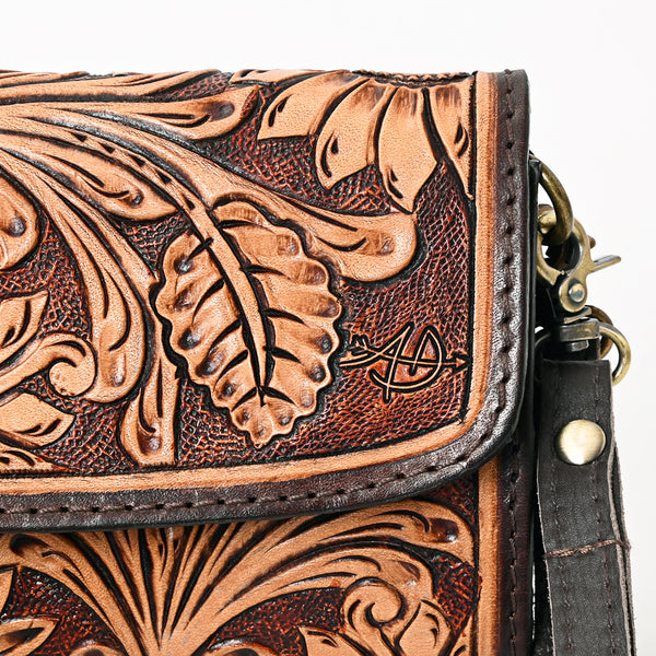 ADBGA362 American Darling Hand Tooled Floral Carved Genuine Leather Small Cross body Bag