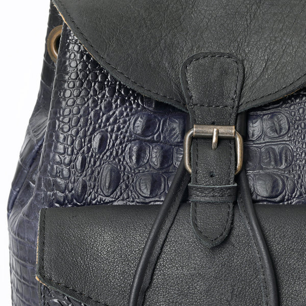 ADBG1179B American Darling Crocodile Embossed Leather Backpack -Western Flap Closure Bag