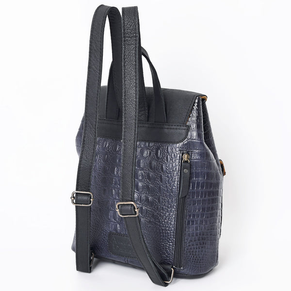 ADBG1179B American Darling Crocodile Embossed Leather Backpack -Western Flap Closure Bag