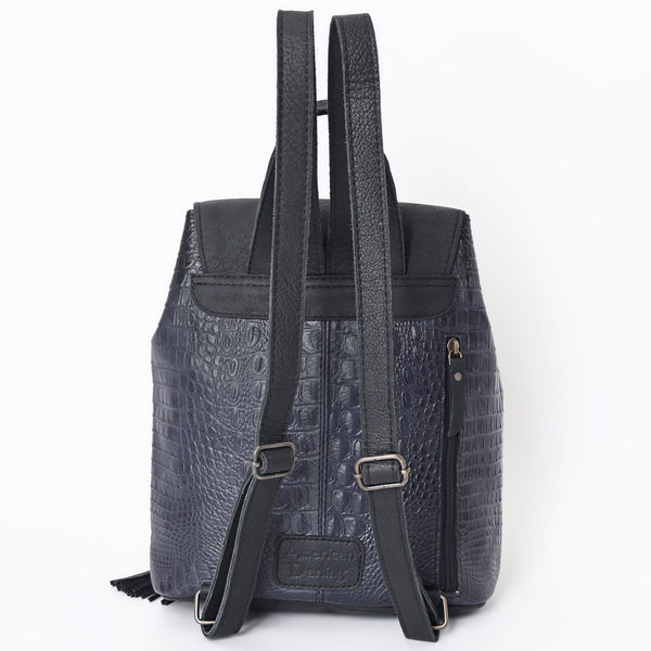 ADBG1179B American Darling Crocodile Embossed Leather Backpack -Western Flap Closure Bag
