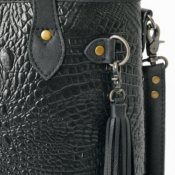 ADBG1180B American Darling Crocodile Embossed Leather Tote -Western Tassel Handbag