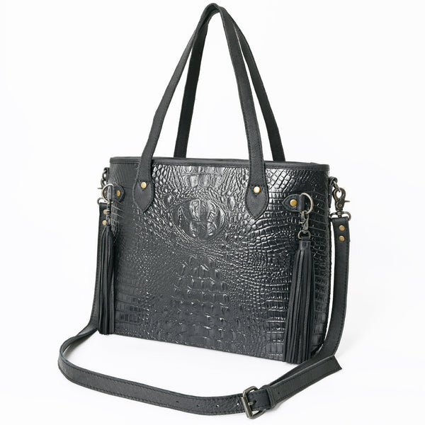 ADBG1180B American Darling Crocodile Embossed Leather Tote -Western Tassel Handbag