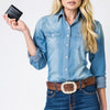 ADBG1181B American Darling Crocodile Embossed Leather Card Holder -Slim Western Wallet