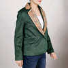 ADBZ024 Chic Fabric Blazer with Hand-Tooled Floral Leather Lapels & Collar