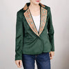 ADBZ024 Chic Fabric Blazer with Hand-Tooled Floral Leather Lapels & Collar