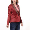ADBZ028 Elegant Fabric Blazer Featuring Harness Leather Lapel Detailing
