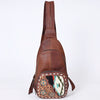 ADBG1182A American Darling Saddle Blanket & Hand Tooled Leather Sling Bag -Western Crossbody