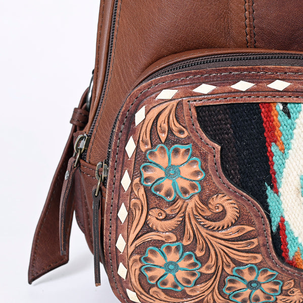 ADBG1182A American Darling Saddle Blanket & Hand Tooled Leather Sling Bag -Western Crossbody