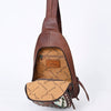 ADBG1182A American Darling Saddle Blanket & Hand Tooled Leather Sling Bag -Western Crossbody