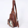 ADBG1182A American Darling Saddle Blanket & Hand Tooled Leather Sling Bag -Western Crossbody
