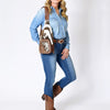 ADBG1182B American Darling Hair-On Cowhide Sling Bag -Tooled Leather Western Backpack