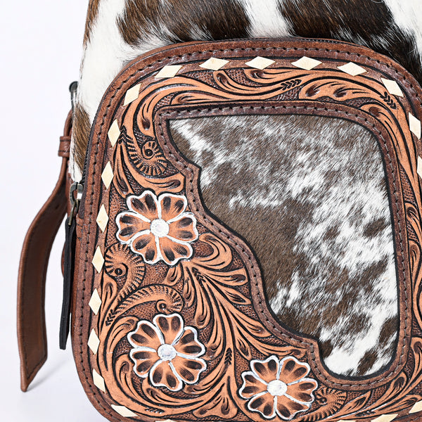 ADBG1182B American Darling Hair-On Cowhide Sling Bag -Tooled Leather Western Backpack