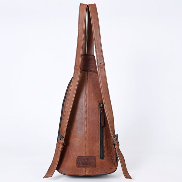 ADBG1182B American Darling Hair-On Cowhide Sling Bag -Tooled Leather Western Backpack