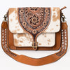 ADBGA375 American Darling Floral Tooled Leather Cowhide Western Messenger Bag