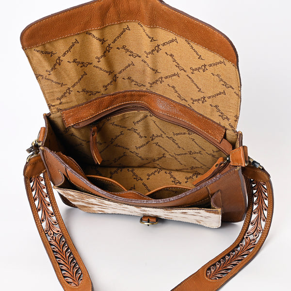 ADBGA375 American Darling Floral Tooled Leather Cowhide Western Messenger Bag