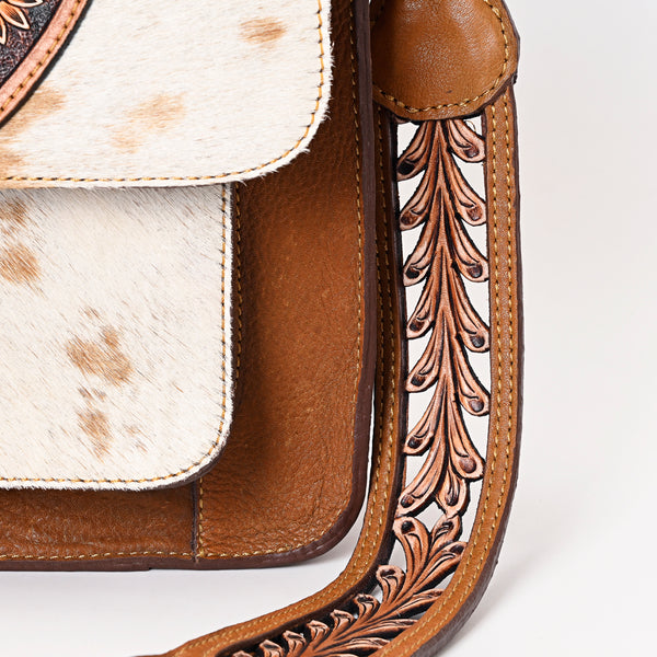ADBGA375 American Darling Floral Tooled Leather Cowhide Western Messenger Bag