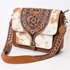 ADBGA375 American Darling Floral Tooled Leather Cowhide Western Messenger Bag