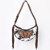 ADBGA376 American Darling Handcrafted Hair on Hide Fringe Hobo Western Tooled Leather Bag