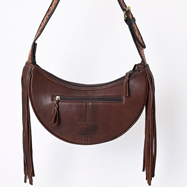 ADBGA376 American Darling Handcrafted Hair on Hide Fringe Hobo Western Tooled Leather Bag