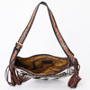 ADBGA376 American Darling Handcrafted Hair on Hide Fringe Hobo Western Tooled Leather Bag
