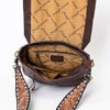 ADBGA377 Western Cowhide Tooled Leather Crossbody Sunflower Shoulder Bag