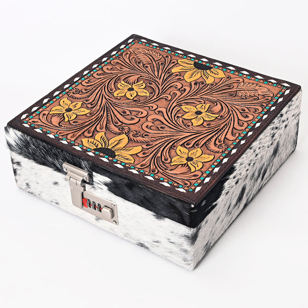 ADBGA300 American Darling Western Hand Tooled Leather Hair-On Cowhide Jewelry Case