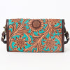 ADBGA378 American Darling Turquoise Hand-Tooled Leather Envelope Bag Genuine Western Style