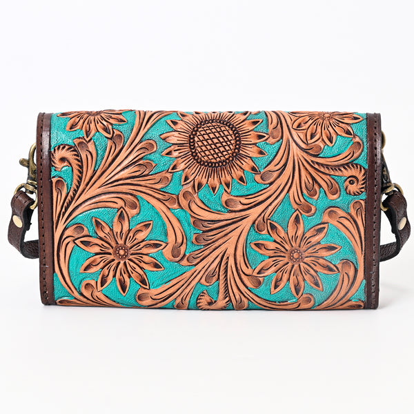 ADBGA378 American Darling Turquoise Hand-Tooled Leather Envelope Bag Genuine Western Style