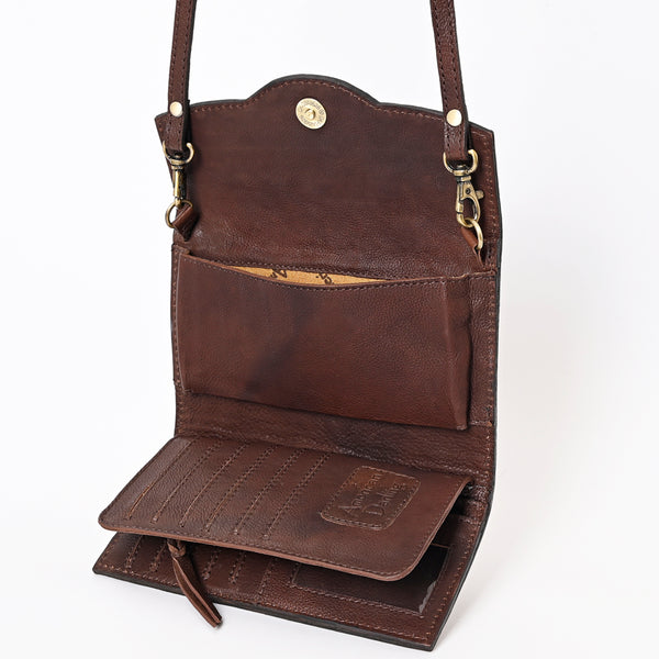 ADBGA381 American Darling Handcrafted Sunflower Tooled Leather Barrel Crossbody