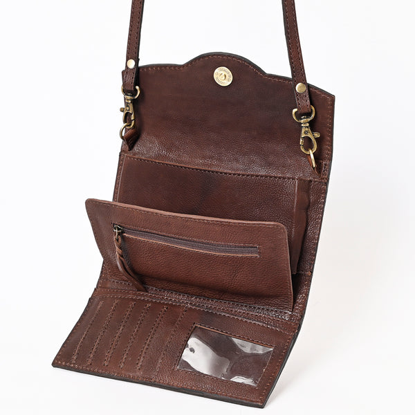 ADBGA381 American Darling Handcrafted Sunflower Tooled Leather Barrel Crossbody