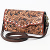 ADBGA381 American Darling Handcrafted Sunflower Tooled Leather Barrel Crossbody