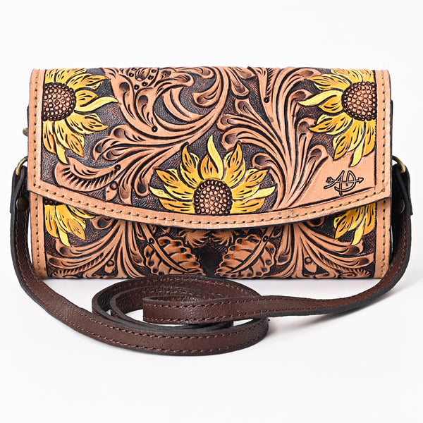 ADBGA382 American Darling Hand Tooled Floral Carved Genuine Leather Small Cross body Bag