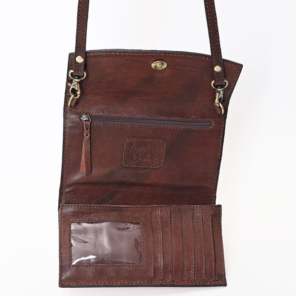 ADBGA382 American Darling Hand Tooled Floral Carved Genuine Leather Small Cross body Bag