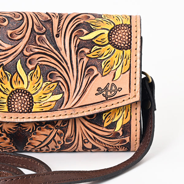 ADBGA382 American Darling Hand Tooled Floral Carved Genuine Leather Small Cross body Bag