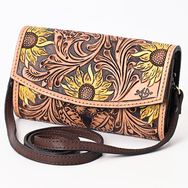 ADBGA382 American Darling Hand Tooled Floral Carved Genuine Leather Small Cross body Bag
