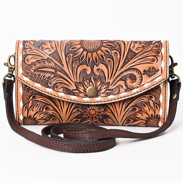 ADBGA383 American Darling Buck Stitched Hand Tooled Genuine Leather Small Cross body Bag