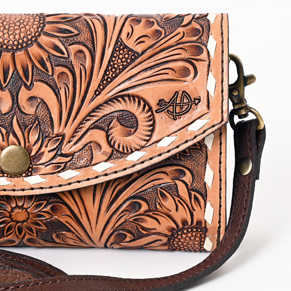 ADBGA383 American Darling Buck Stitched Hand Tooled Genuine Leather Small Cross body Bag