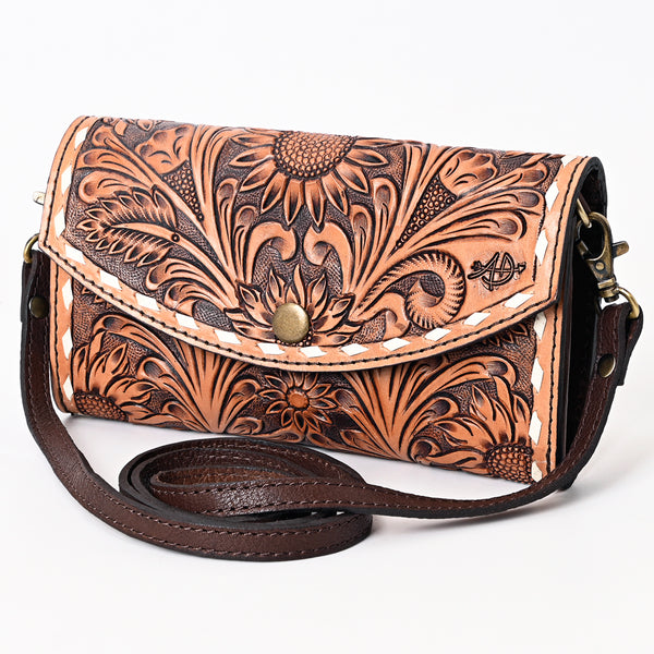 ADBGA383 American Darling Buck Stitched Hand Tooled Genuine Leather Small Cross body Bag