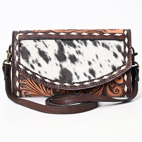 ADBGA384 American Darling Hair-On Cowhide Buck Stitched Small Cross body Bag Hand Tooled Genuine Leather