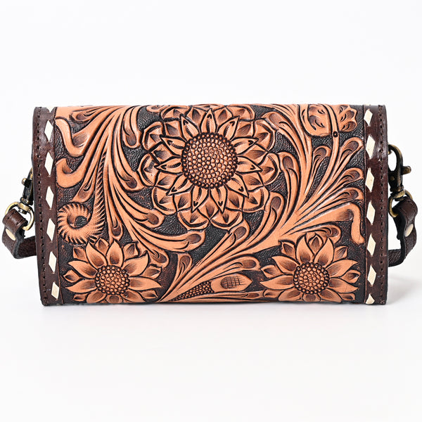 ADBGA384 American Darling Hair-On Cowhide Buck Stitched Small Cross body Bag Hand Tooled Genuine Leather